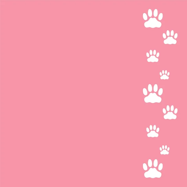 Kat paw prints op roze achtergrond. — Stockvector