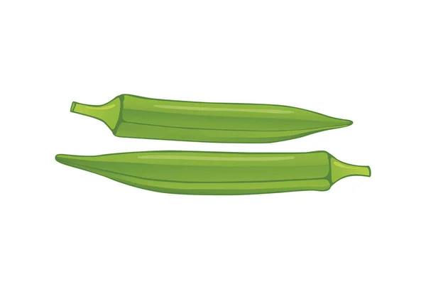 2 doigts de dame ou okras verts . — Image vectorielle