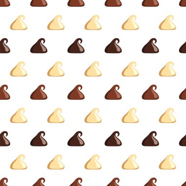 Siyah çikolata parçacıklı, mlik çikolatalı ve beyaz çikolata parçalı. Beyaz arka planda izole edilmiş. Çikolata parçalı arka plan..