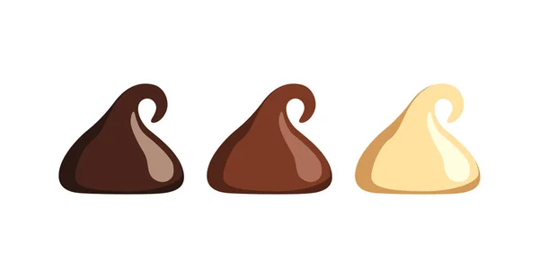 Dunkle Schokolade Chip Mlik Schokolade Chip Und Weiße Schokolade Chip — Stockvektor