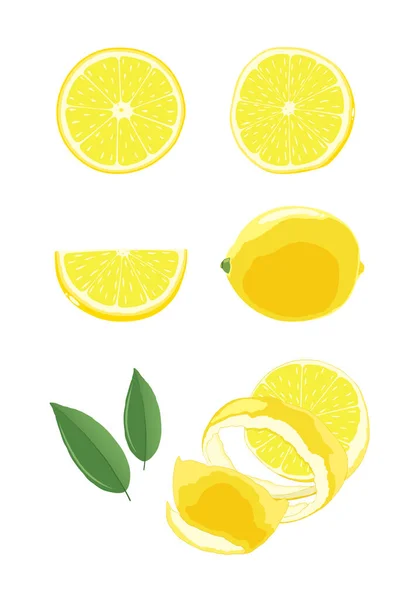 Set Lemon Diisolasi Pada Latar Belakang Putih - Stok Vektor