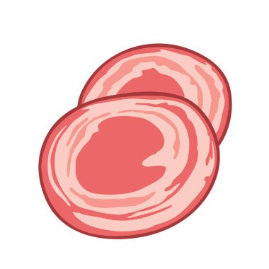 Beyaz arka planda izole edilmiş domuz tasması dilimleri.