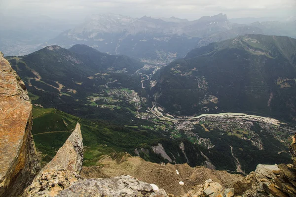 Festői Kilátás Nyílik Fenséges Hegyek Táj Montblanc Chamonix Franciaország — Stock Fotó