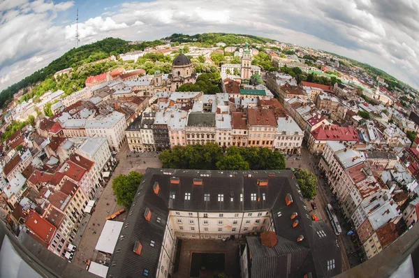 Αεροφωτογραφία Του Lviv Από Δημαρχείο Της Πόλης Λβιβ Ουκρανία — Φωτογραφία Αρχείου