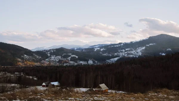 Winterlandschaft Des Dorfes Mikulichyn Karpaten — Stockfoto