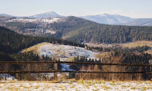 Zimní Krajina Obce Mikulichyn Karpaty — Stock fotografie