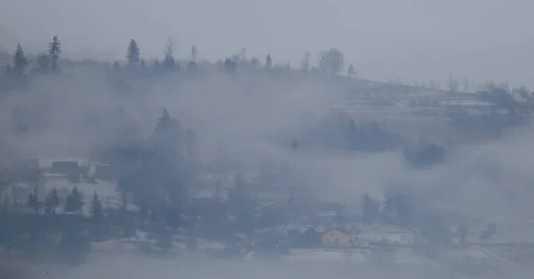 Montagne Nebbiose Bohdan Nella Stagione Invernale Carpazi — Foto Stock