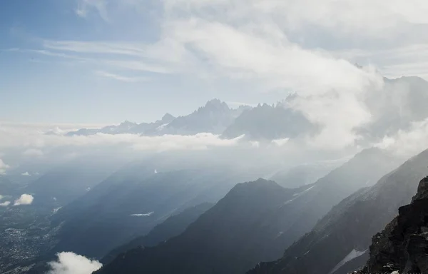 misty mountains of Montblanc, Chamonix Alps