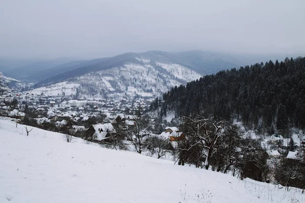 Pohled Jaremče Vesnice Zimní Sezóně Ukrajina — Stock fotografie