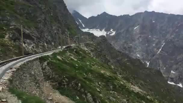 Luchtfoto Van Toeristische Trein Montblanc Chamonix Frankrijk — Stockvideo