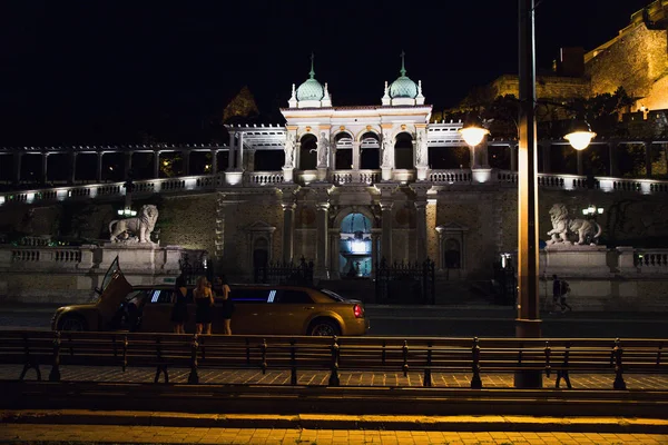 Vista Budapeste Iluminação Parlamento Noite — Fotografia de Stock