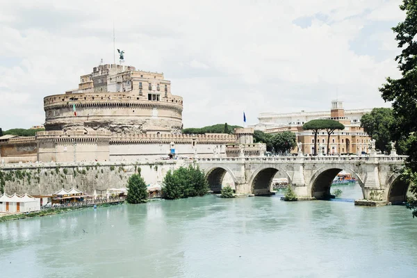 Vista Castelo Santo Anjo Roma Itália — Fotografia de Stock