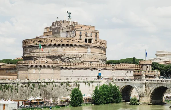 Vista Castelo Santo Anjo Roma Itália — Fotografia de Stock