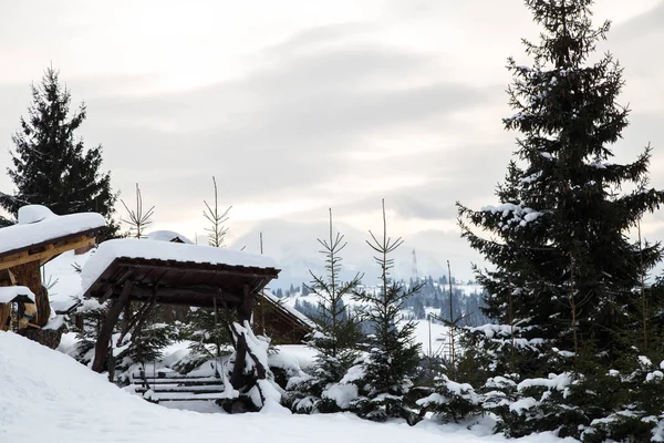 Vista Del Villaggio Yaremche Nella Stagione Invernale Ucraina — Foto Stock