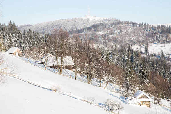 乌克兰冬季亚雷姆切村的景色 — 图库照片