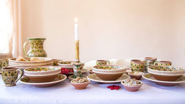 View Traditional Ukrainian Celebrate Dinner Yaremche — Stock Photo, Image