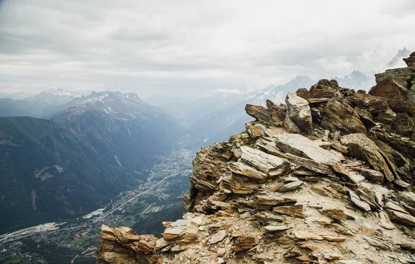 Vista Aerea Chamonix Dalle Montagne Durante Giorno Francia — Foto Stock