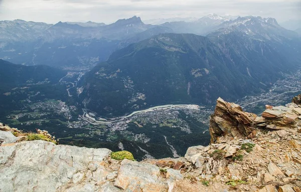 Chamonix Gündüz Fransa Dağlardan Havadan Görünümü — Stok fotoğraf