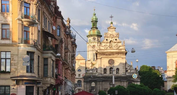 Άποψη Της Lviv Αρχιτεκτονική Κατά Διάρκεια Της Ημέρας Ουκρανία — Φωτογραφία Αρχείου