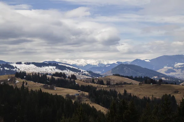 gün içinde Synytsi yakınlarındaki dağların doğal manzarası, Verhovyna Köyü