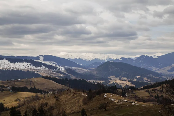 Vue Panoramique Sur Les Montagnes Près Synytsi Jour Village Verhovyna — Photo