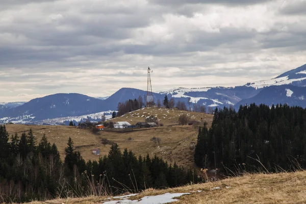 Scenic View Mountains Synytsi Daytime Verhovyna Village — Stock Photo, Image