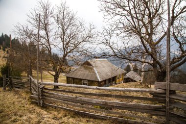 gün içinde Synytsi yakınlarındaki dağların doğal manzarası, Verhovyna Köyü