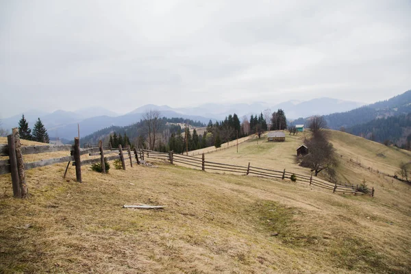 Vista Panorámica Las Montañas Cerca Synytsi Durante Día Pueblo Verhovyna — Foto de Stock