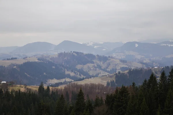 Scenic View Mountains Synytsi Daytime Verhovyna Village — Stock Photo, Image