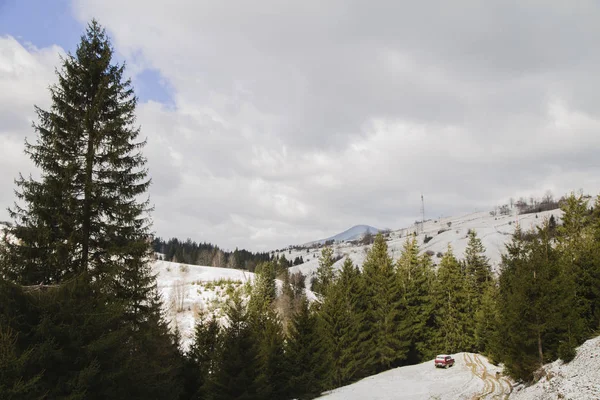 Paisaje Invierno Cerca Slupeyka Pueblo Verhovyna — Foto de Stock