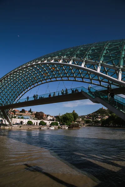 Vista Del Puente Paz Sobre Río Tiflis Georgia — Foto de Stock