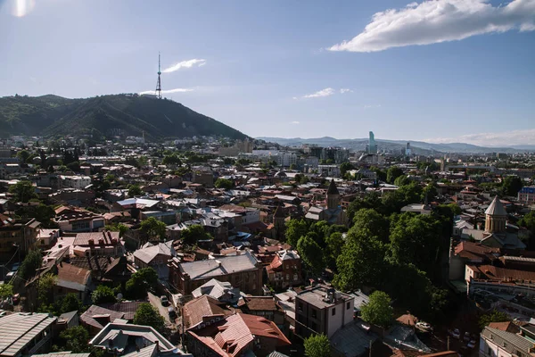 Gündüz Tiflis Şehir Sokaklarında Teleferik Görünümü Gürcistan — Stok fotoğraf