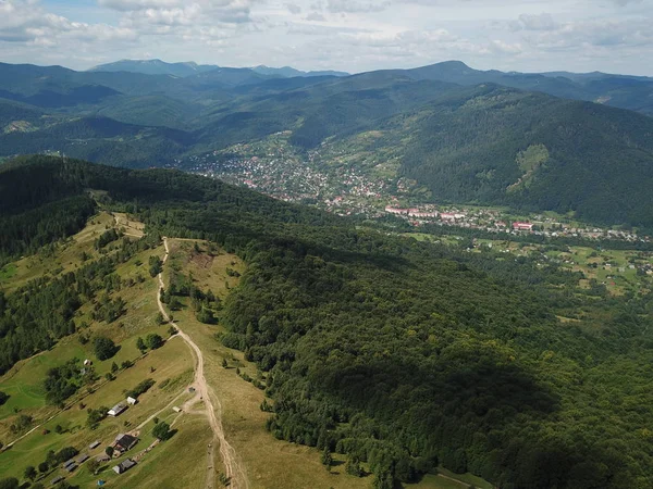 Letecký Pohled Město Yaremche Dne Ukrajina — Stock fotografie