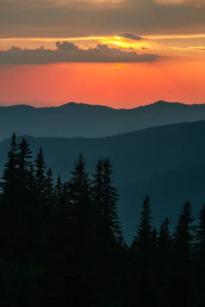 Natural Landscape Mountains Sunset Background Marmarosy Border Ukraine Romania — Stock Photo, Image