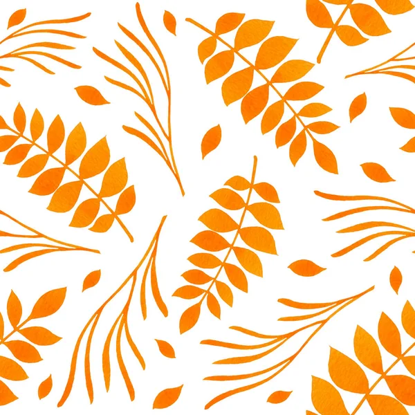 Watercolor Orange Leaf Texture Seamless Texture — Stock Photo, Image