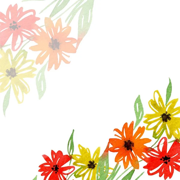 Fundo Aquarela Flores Folhas Para Notebook — Fotografia de Stock