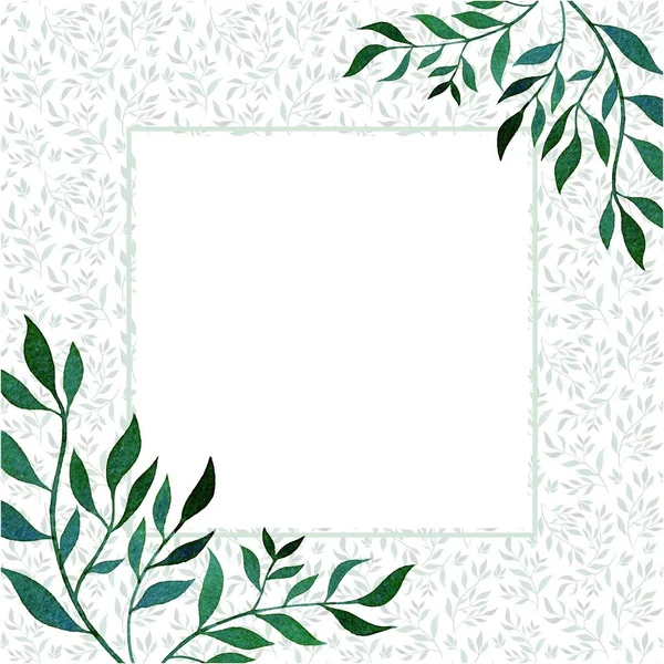 Notebook için suluboya arka plan, yeşil yaprakları