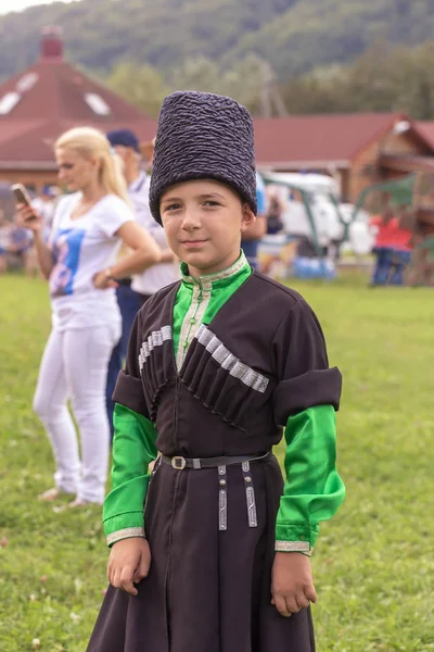 Maikop Adigeia Region Russian Federation 2016 Children Dancing National Costumes — Stock Photo, Image