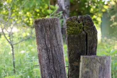 Kırsal kesimde eski ahşap çitler.