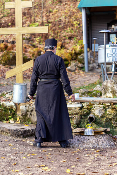 Maikop Adigeia Region,Russian Federation,11.12.2017 :Autumn in the Park of the old monastery in the mountains.