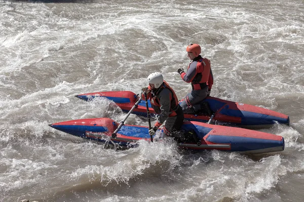 Maykop Republic Adygea Russian Federation 2018 Rafting Passing Threshold River — Stock Photo, Image