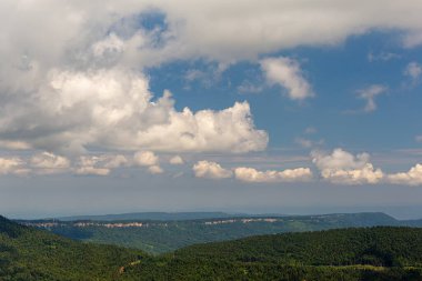 .Gökyüzünde bulutlar, akşam batımı, açık güneşli gün.