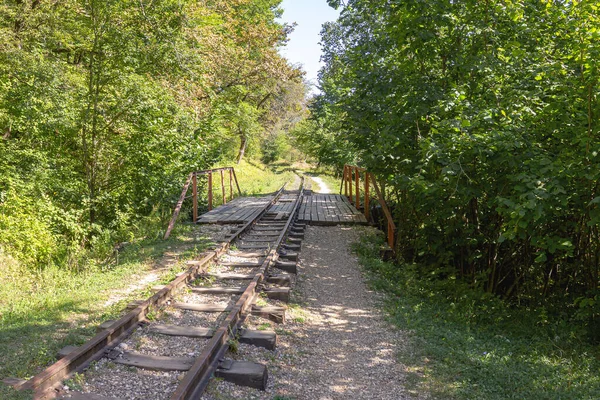 Antiguo Ferrocarril Forestal Abandonado Destruido Por Tiempo Las Condiciones Meteorológicas —  Fotos de Stock