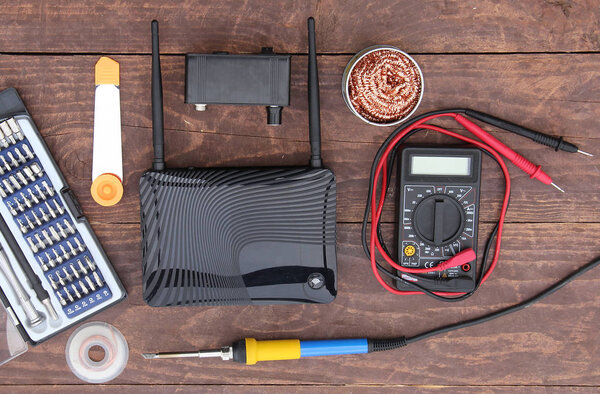 electronics repair tool on the table top view
