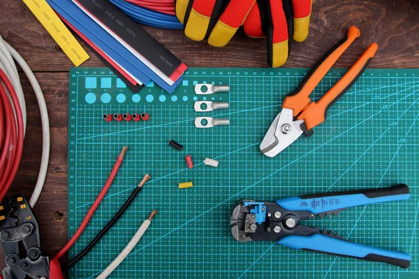 Electrical Cable Protected Tool Table Top View — Stock Photo, Image