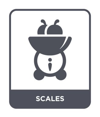 modaya uygun bir tasarım tarzı ölçekler simgesi. Beyaz arka plan üzerinde izole simgesi ölçekler. ölçekler simgesi basit ve modern düz simge vektör.