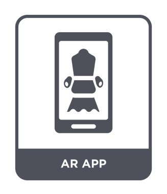 modaya uygun bir tasarım tarzı ar app simgesi. ar app simgesi beyaz arka plan üzerinde izole. AR app vektör simgesi basit ve modern düz sembolü.