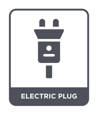 modaya uygun bir tasarım tarzı elektrik fişi simgesi. Beyaz arka plan üzerinde izole elektrik fişi simgesi. Elektrik fişi vektör simgesi basit ve modern düz sembolü.