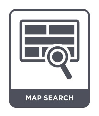 harita arama simgesi modaya uygun bir tasarım tarzı. harita arama simgesi beyaz arka plan üzerinde izole. harita arama vektör simgesi basit ve modern düz sembolü.