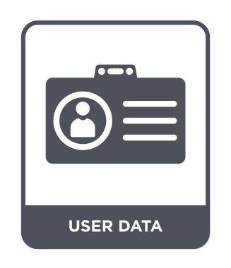 Kullanıcı veri simgesi modaya uygun bir tasarım tarzı. Kullanıcı veri simgesi beyaz arka plan üzerinde izole. Kullanıcı veri vektör simgesi basit ve modern düz sembolü.